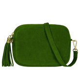 Cara Suede Leather Crossbody Bag - Green